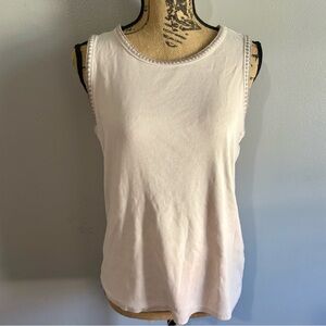 Maurices Cream Sleeveless Tank with Lace Trim